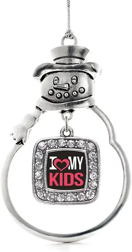 Miniatura 203 de Inspired Silver - Adorno de rodillo de reina - Adorno cuadrado de plata con muñeco de nieve con joyas de circonita cúbica