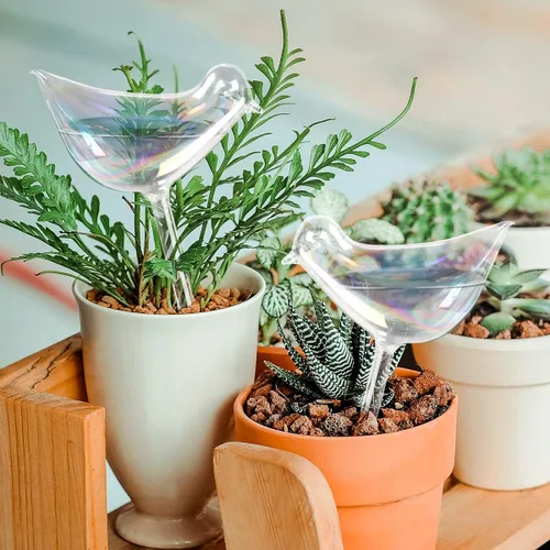Miniatura 3 de KiKiHeim 2 globos de riego para plantas, dispositivos de riego automático de plantas de vidrio coloridos, globos de riego automático