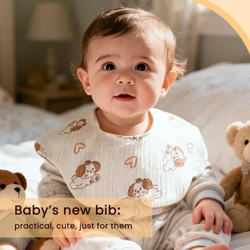 Miniatura 6 de Baberos de muselina para bebé para babeo y dentición Baberos para babeo de recién nacido para bebé niña o niño Albaricoque