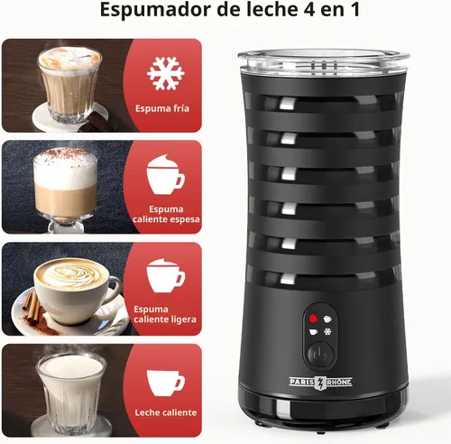Miniatura 3 de Espumador de leche, vaporizador y espumador de leche 4 en 1 Paris Rhône, calentador de leche de espuma caliente y fría con control de temperatura