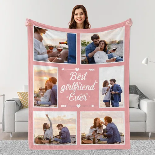 Miniatura 18 de Mantas personalizadas con fotos, regalos personalizados para parejas para esposa, marido, novia, novio, manta con imagen personalizada "I Love You