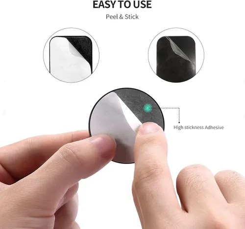 Miniatura 5 de Placas de metal delgadas adhesivas (compatibles con soportes magnéticos), 4 placas de metal para funda de teléfono para automóvil