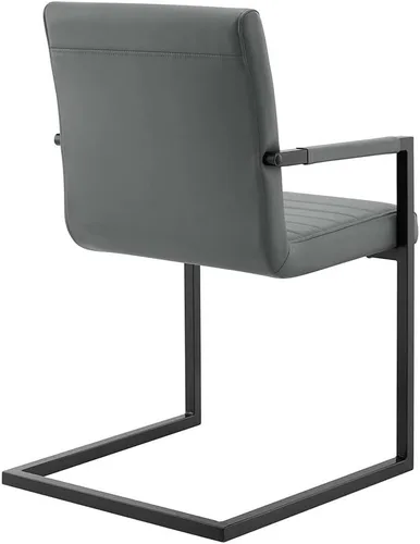 Miniatura 5 de Modway Savoy - Silla de comedor de cuero vegano en color gris - Juego de 2