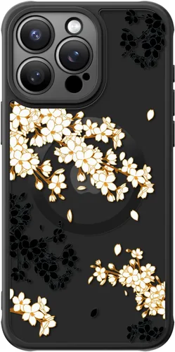Miniatura 90 de FUNMIKO Funda para iPhone 16 Plus, carga inalámbrica y protección de grado militar, diseño floral moderno para mujeres y niñas, funda antideslizante