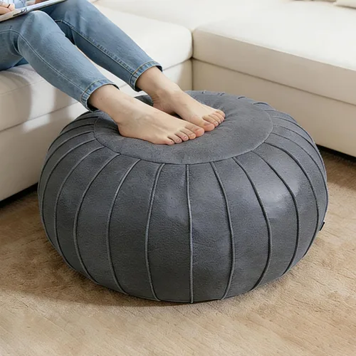 Miniatura 10 de Thgonwid - Reposapiés de gamuza sintética hecho a mano con puf otomano de 23 x 14 in, reposapiés redondo para sala, dormitorio y debajo de la mesa