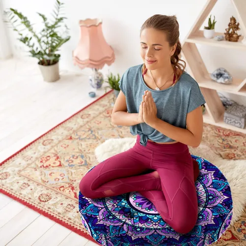 Miniatura 2 de Cojín de meditación con mandala, tapete de meditación bohemio, almohadas de meditación para sentarse en el suelo, cojines para sentarse en casa y al