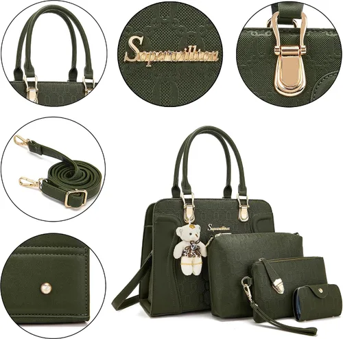 Miniatura 49 de Bolsos de mano de moda para mujer, bolsa de hombro, asa superior, bolsa de mano, juego de 4 piezas