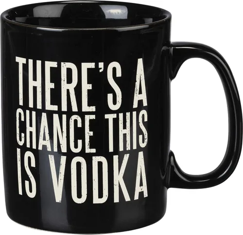 Primitives by Kathy Taza de café de gres blanco y negro, 20 onzas, There's A Chance This is Vodka