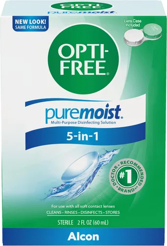 Miniatura 8 de Opti-Free Puremoist Solución multiusos de limpieza y desinfección de lentes de contacto con estuche para lentes, 2 onzas líquidas (paquete de 1)