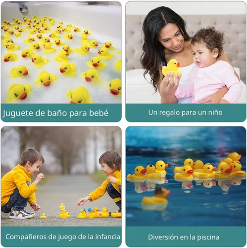 Miniatura 6 de Juguetes de baño de patos de goma, 50 piezas de mini patos a granel para niños, decoración de baby shower, regalos de fiesta de cumpleaños, regalo