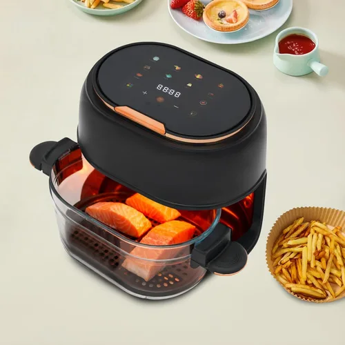 Miniatura 4 de Freidora de aire de vidrio de 4.2 cuartos con pantalla táctil, control de temperatura de 140 a 374 °F, preajuste inteligente de 24 horas, Negro