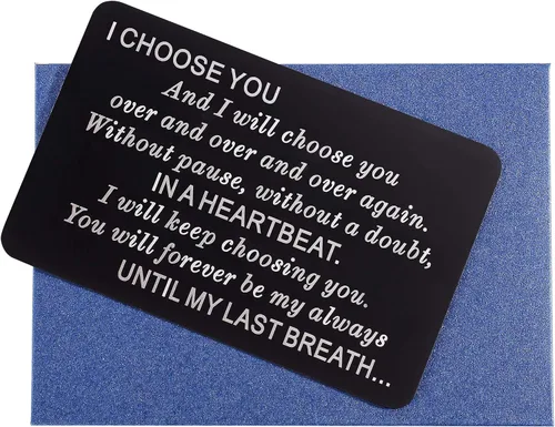 Miniatura 3 de Mini tarjetas de metal grabadas personalizadas para hombres, I Choose You, tarjetas especiales personalizadas para él, marido, novio, prometido