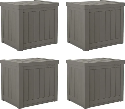 Miniatura 9 de Suncast - Caja pequeña de 22 galones y resina ligera para asiento y almacenamiento en terraza exterior de cojines de patio, herramientas de Marrón