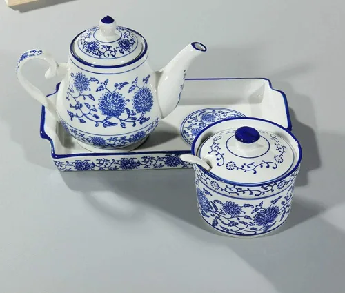 Miniatura 4 de Azucarero de cerámica para alivio de flores, tarro de especias con tapa y cuchara