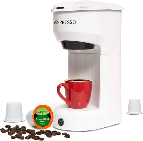 Miniatura 10 de Mixpresso Cafetera de una sola taza, cafetera personal de una sola porción, compatible con cápsulas individuales, tecnología de preparación rápida