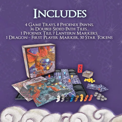 Miniatura 5 de Tsuro Phoenix Rising - Juego de estrategia de fantasía galardonado con colección de sets y poderes mágicos Aventura de colocación de azulejos