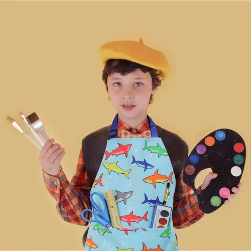 Miniatura 4 de Delantal para niños - cocina, jardinería, artista, pintura, limpieza, horneado, cerámica, chef, cocina, regalo para niños, niñas Tiburón