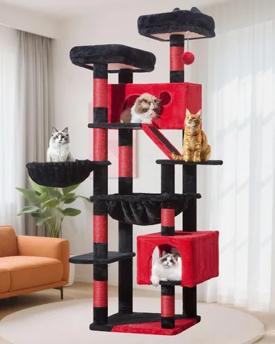 Miniatura 14 de Taoqimiao Árbol para gatos de 57.5 pulgadas, torre para gatos de interior para adultos, condominio extragrande para gatos, 8 postes rascadores