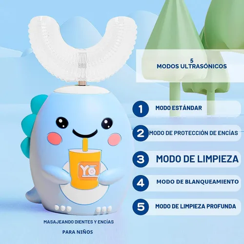 Miniatura 2 de DYCROL Cepillo de dientes eléctrico en forma de U para niños con 4 cabezales de cepillo, cepillo de dientes sónico para niños con 5 modos