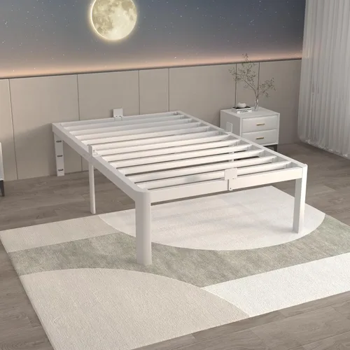 Miniatura 11 de ITIMIDI Marco de Cama Blanco Tamaño Completo de 12 Pulgadas, Marco de Cama de Plataforma de Metal Tamaño Completo Sin Necesidad de Somier, Cabecera