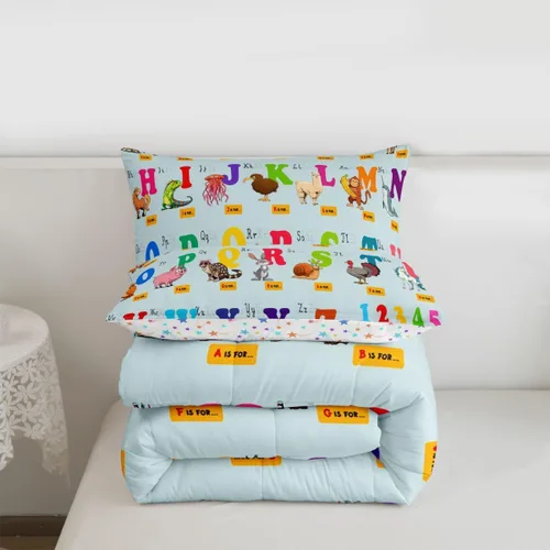 Miniatura 3 de jejeloiu Juego de edredón educativo para niños, tamaño King, juego de ropa de cama con números del alfabeto ABC para niños y niñas pequeños