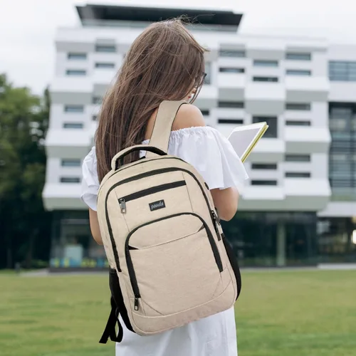 Miniatura 2 de Paude Mochila para adolescentes, laptop, universidad, negocios, viajes, 15.6 pulgadas, beige