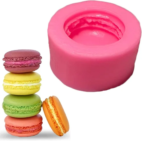 Molde de silicona de macarrón 3D hecho a mano para fondant, pastel, hamburguesa, moldes para hornear, muffins, chocolate, galletas, herramientas