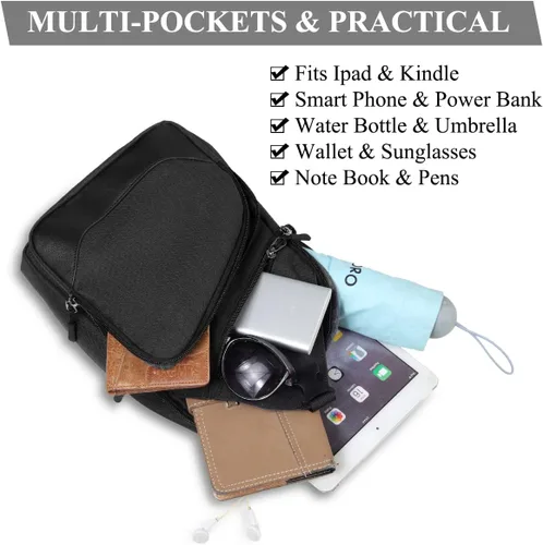 Miniatura 6 de VASCHY Bolso bandolera para hombres y mujeres, una correa sobre el hombro, mochila cruzada para el pecho, para senderismo, viajes, exteriores Negro