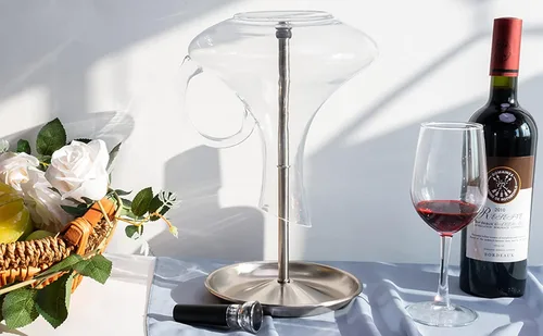 Miniatura 3 de Soporte de secado de decantador de vino con cabeza de silicona para evitar arañazos, estante desmontable con base de captura de goteo con tapón