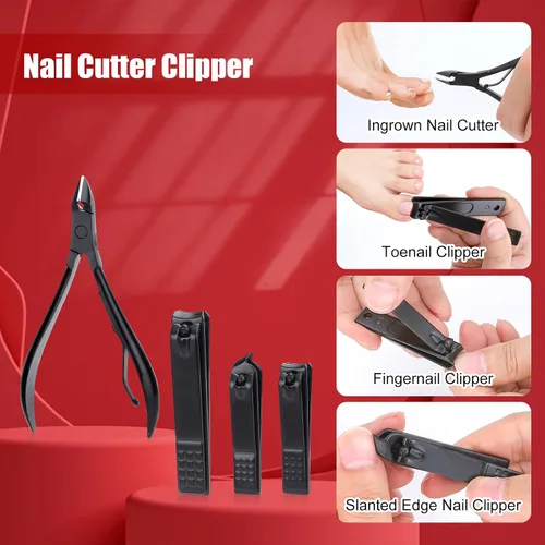 Miniatura 3 de Juego de manicura, juego de cuidado de uñas de acero inoxidable, herramienta profesional de aseo para uñas encarnadas, kit de pedicura y cortador