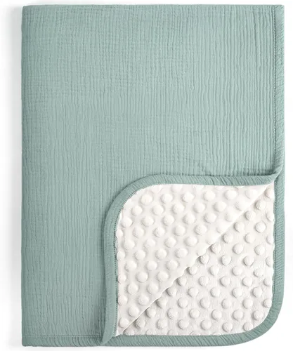Miniatura 18 de lulumoon Mantas para Bebé Unisex para Recién Nacidos: Respaldo Térmico Minky con Puntos - Manta de Recepción de Muselina para Esenciales de Bebé