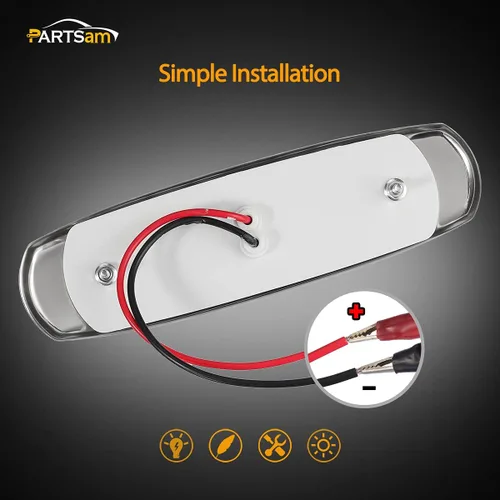 Miniatura 4 de Partsam 10 Uds. 6.2 "ámbar 12LED Laterales Luces de Liquidación con Bisel de Acero Inoxidable Reemplazo para Semi Camiones Peterbilt Kenworth