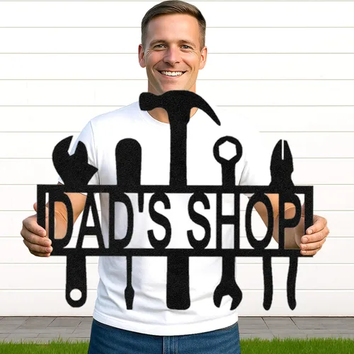 Miniatura 36 de Letrero de metal personalizado para garaje, arte de pared personalizado para hombres, decoración de taller mecánico con nombre, decoración