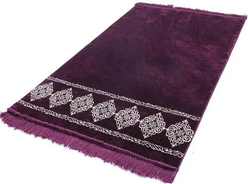 Miniatura 2 de Modefa Alfombra de oración islámica turca, grande y ancha, de terciopelo suave, Janamaz, cómoda alfombra de oración musulmana para hombres y Ciruela