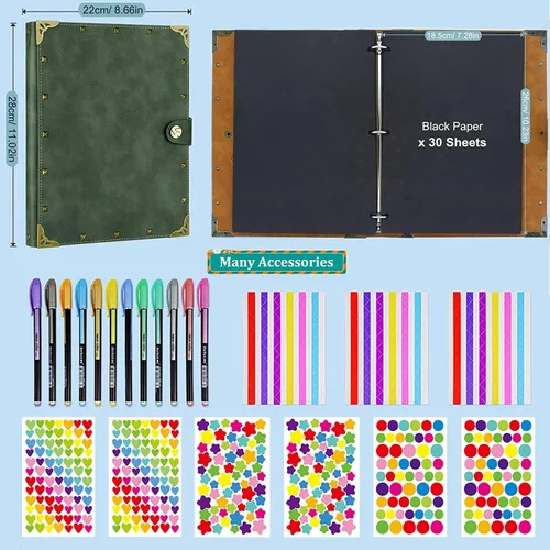 Miniatura 3 de ZEEYUAN Álbum de recortes de cuero DIY para manualidades, 60 páginas, regalos del día de la madre para mamá, álbum de fotos, diario de viaje