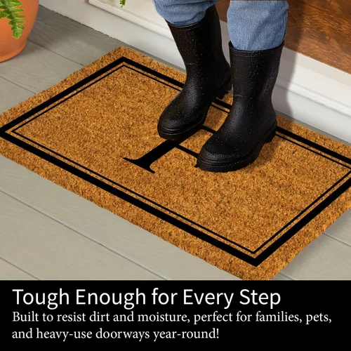 Miniatura 4 de Evergreen - Tapete de entrada con monograma con letra W, 28 x 16 pulgadas, fibra de coco natural que atrapa la suciedad, para todas las estaciones