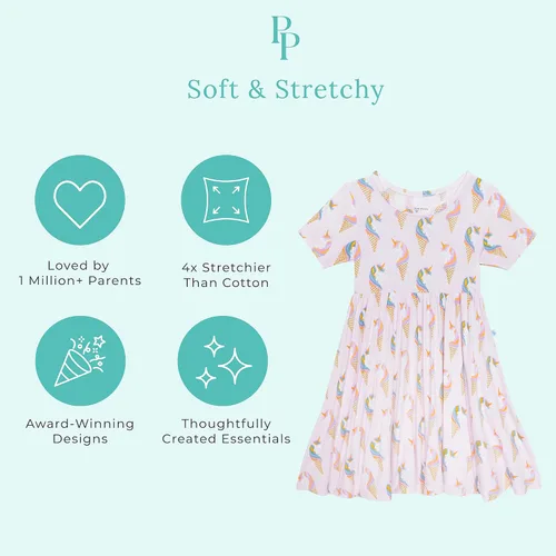 Miniatura 38 de Posh Peanut - Vestidos para niñas – Vestido suave para niña hecho con viscosa de bambú – Vestidos de otoño, primavera y verano para niñas
