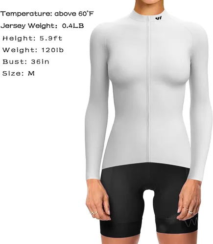 Miniatura 2 de Wulibike Maillot de ciclismo para mujer, manga larga, con bolsillos