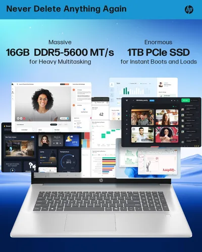 Miniatura 5 de HP Portátil con pantalla táctil 17.3 para empresas, Intel Ultra 7 255U hasta 5.2GHz, 16GB DDR5, 1TB SSD, KB retroiluminado, lector de huellas