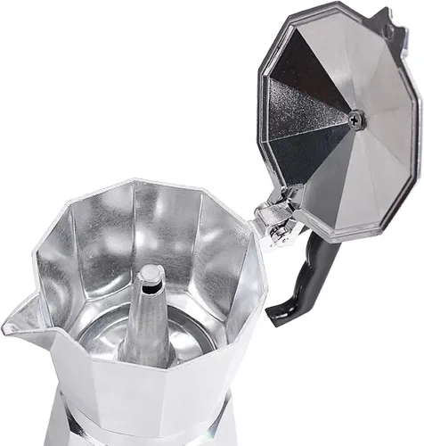 Miniatura 4 de Moka Pot - Cafetera y cafetera para estufa, cafetera italiana, cafetera Greca, cafeteras, plata (6 tazas)