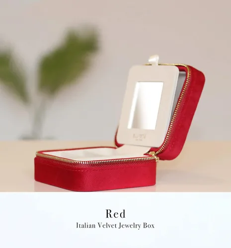 Miniatura 79 de BLUTETE Joyero de viaje organizador de terciopelo con anillos de espejo, aretes, collares, caja organizadora de almacenamiento (negro)