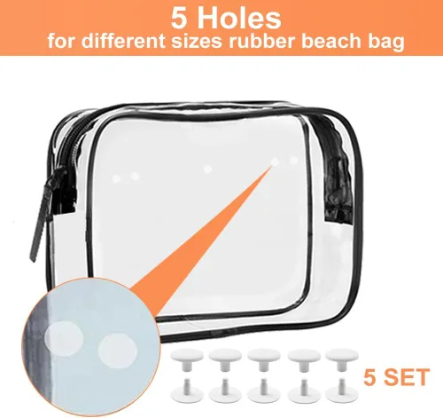 Miniatura 6 de 3 Paquetes de Bolsas de Playa Tote Bogg Transparentes con 2 Ganchos de Inserción Accesorios para Bolsas Bogg Viaje Maquillaje Organizador