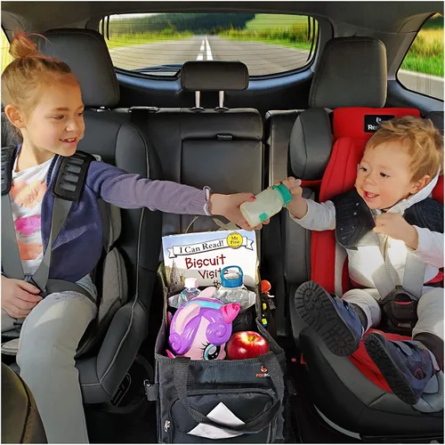 Miniatura 5 de Organizador de automóvil para niños de fácil acceso con caja de pañuelos y portavasos para asiento trasero, asiento delantero, entre asientos, piso