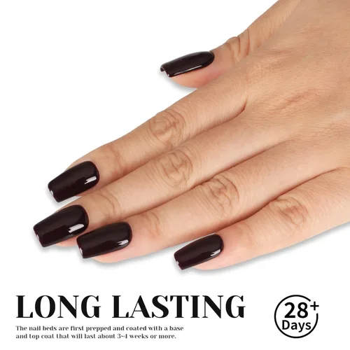 Miniatura 3 de Esmalte de uñas de gel marrón chocolate, 0.5 onzas líquidas, UV/LED, para otoño e invierno, colores oscuros, negro, café, kit de esmalte en gel