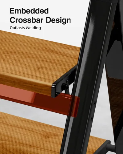 Miniatura 3 de Escalera de 3 escalones, taburete plegable con pedal ancho de aluminio y cómodo agarre, escalera de acero de capacidad de 330 libras para el hogar