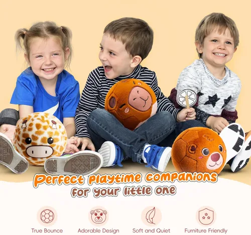 Miniatura 2 de VangeBow Pelotas de Fútbol Silenciosas de Interior para Niños Pequeños de 1-3 Años, Pelota de Fútbol Inflable de Felpa Suave para Bebés y Niños
