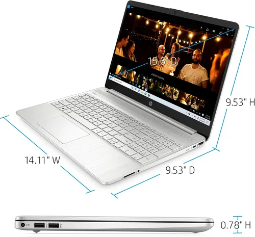 Miniatura 3 de HP Laptop con pantalla táctil de 15 pulgadas, AMD Ryzen 3 3250U, 8 GB de RAM, SSD de 256 GB, Windows 10 Home en modo S (15-ef1020nr, plata natural)