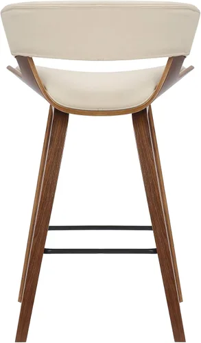 Miniatura 6 de Armen Living Jagger Modern Taburete de bar de 26 pulgadas de altura de mostrador con piel sintética crema y reposapiés recubierto de polvo negro