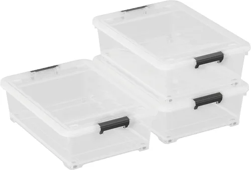 Miniatura 6 de Caja de almacenamiento de plástico transparente de 25 cuartos de galón con ruedas, caja de almacenamiento debajo de la cama, paquete de 3