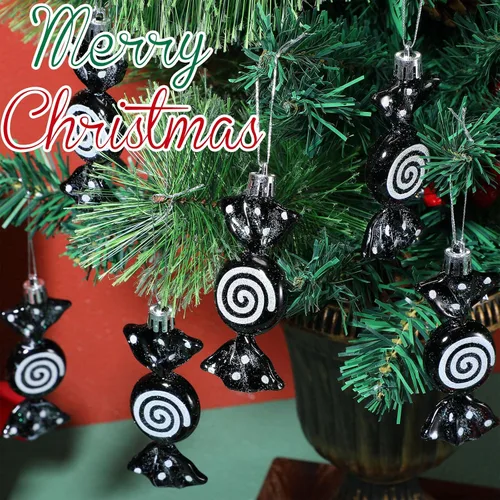 Miniatura 3 de Threan 12 piezas de adornos de caramelo de Navidad para decoración de árbol colgante, bastón de caramelo brillante, adorno de Navidad de menta